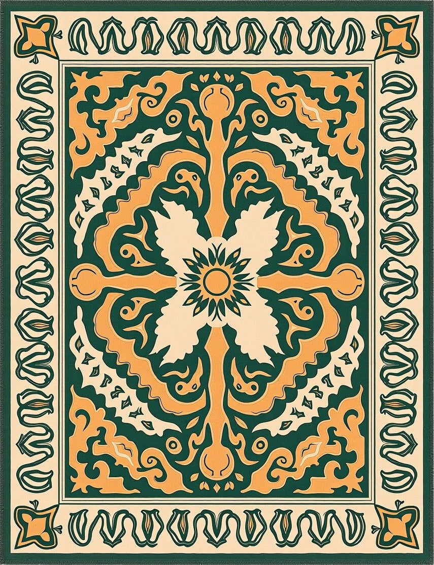 Ornate Floral Medallion Patterned Rug