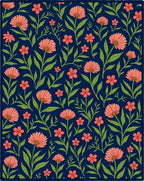 Coral Bloom Floral Pattern Rug