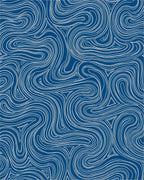 Blue Swirl Abstract Line Art Rug