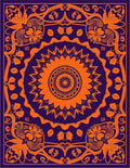 Vibrant Orange Floral Mandala Design Rug