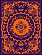 Vibrant Orange Floral Mandala Design Rug