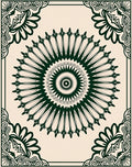 Intricate Dark Green Mandala Pattern Rug
