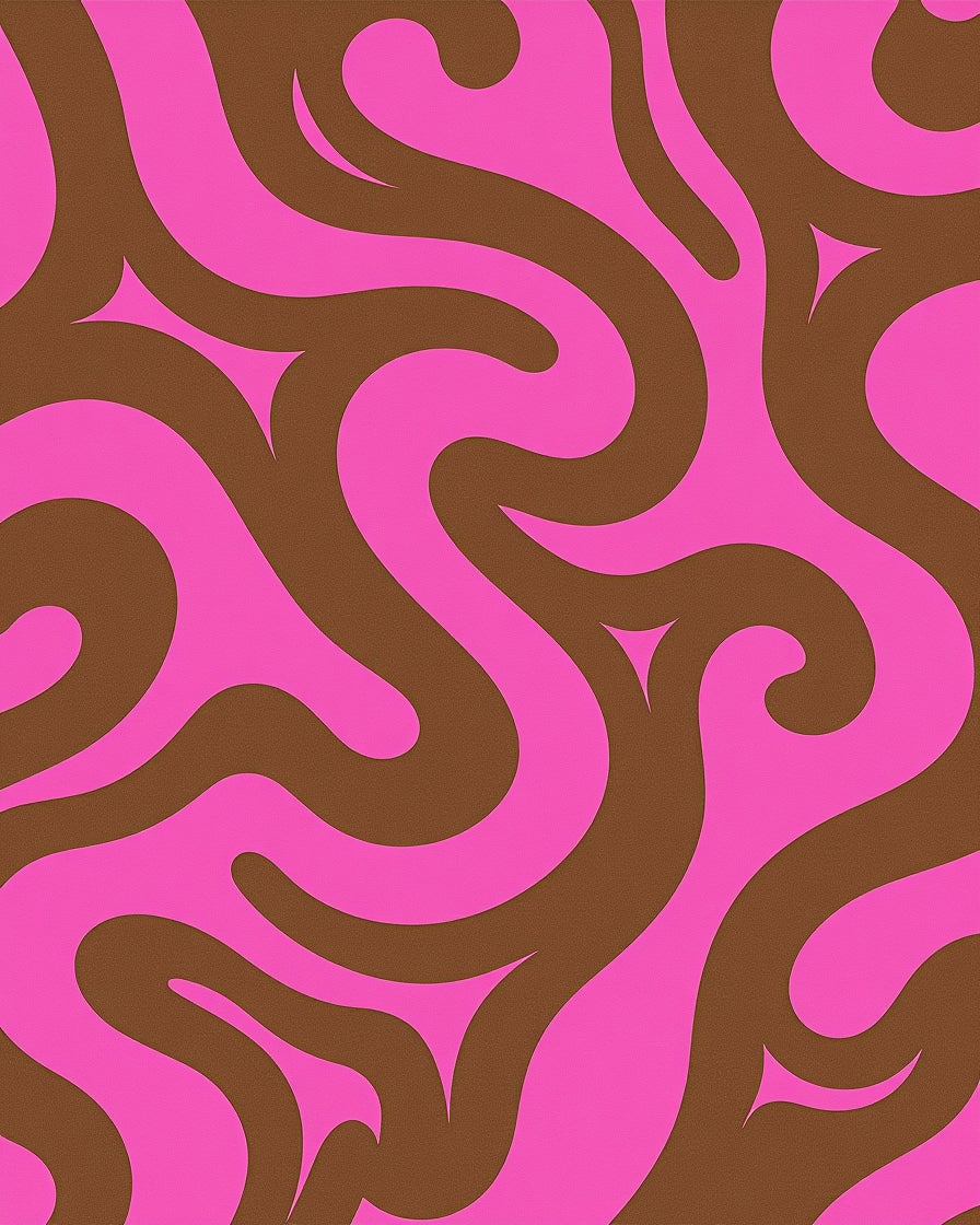 Swirl Pink Brown Abstract Pattern Rug