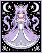 Kawaii Cat Girl Princess Night Sky Design Rug