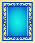 Ornate Blue Frame Geometric Pattern Rug