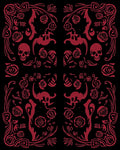 Gothic Red Rose Skull Pattern Rug