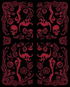 Gothic Red Rose Skull Pattern Rug