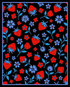 Red Strawberry Floral Pattern Rug