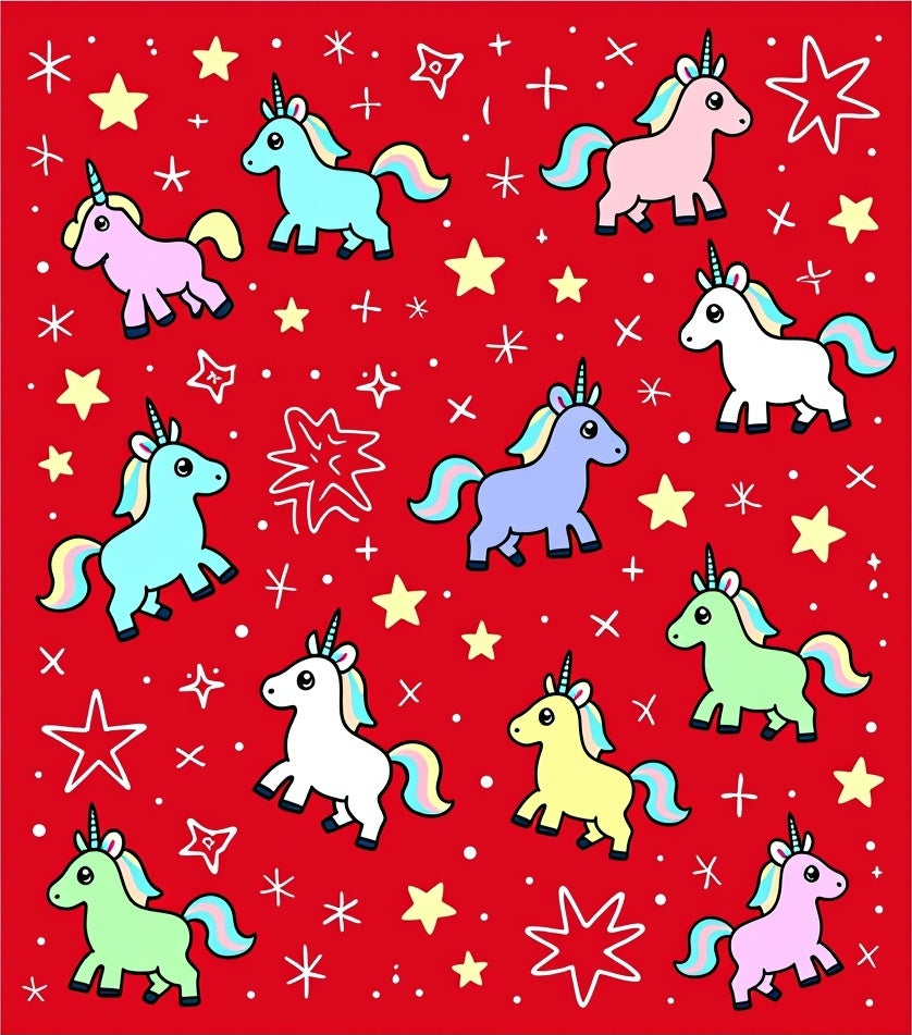 Whimsical Unicorn Starry Pattern Rug