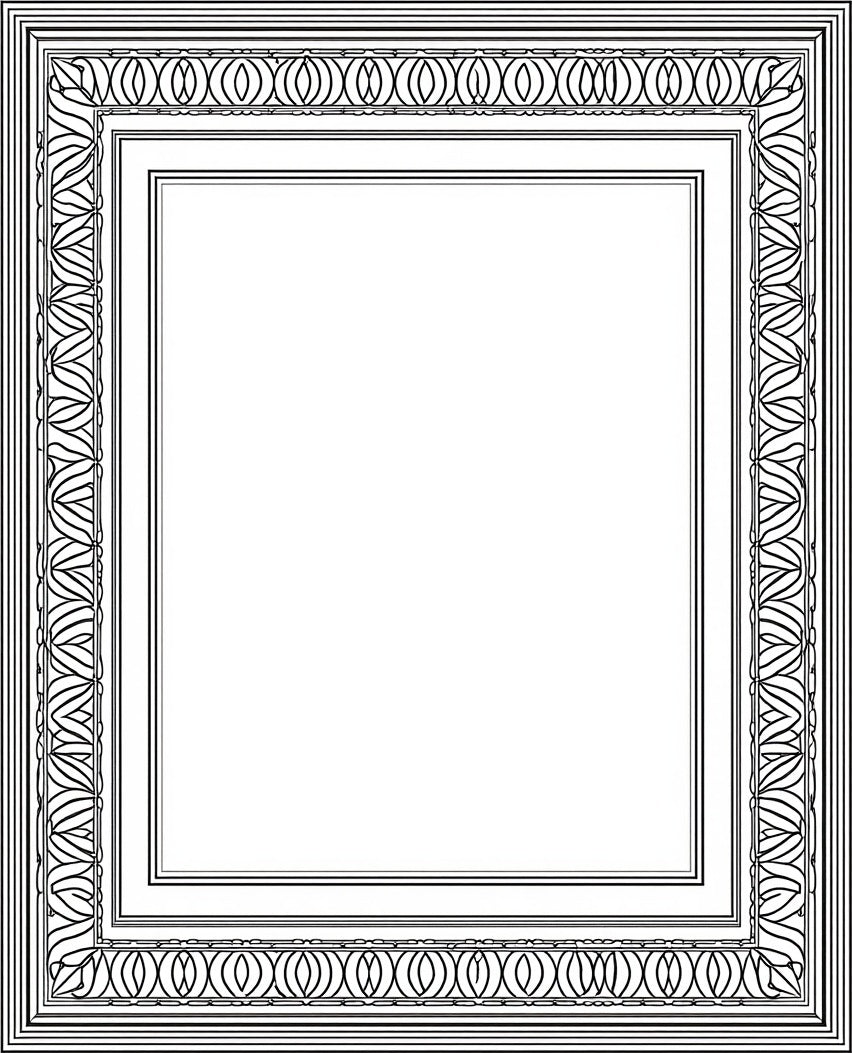 Ornate Geometric Border Design Rug