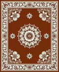 Brown Floral Mandala And Border Rug