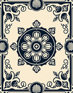 Classic Floral Scroll Border Pattern Rug