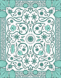 Aqua Floral Vine Medallion Design Rug