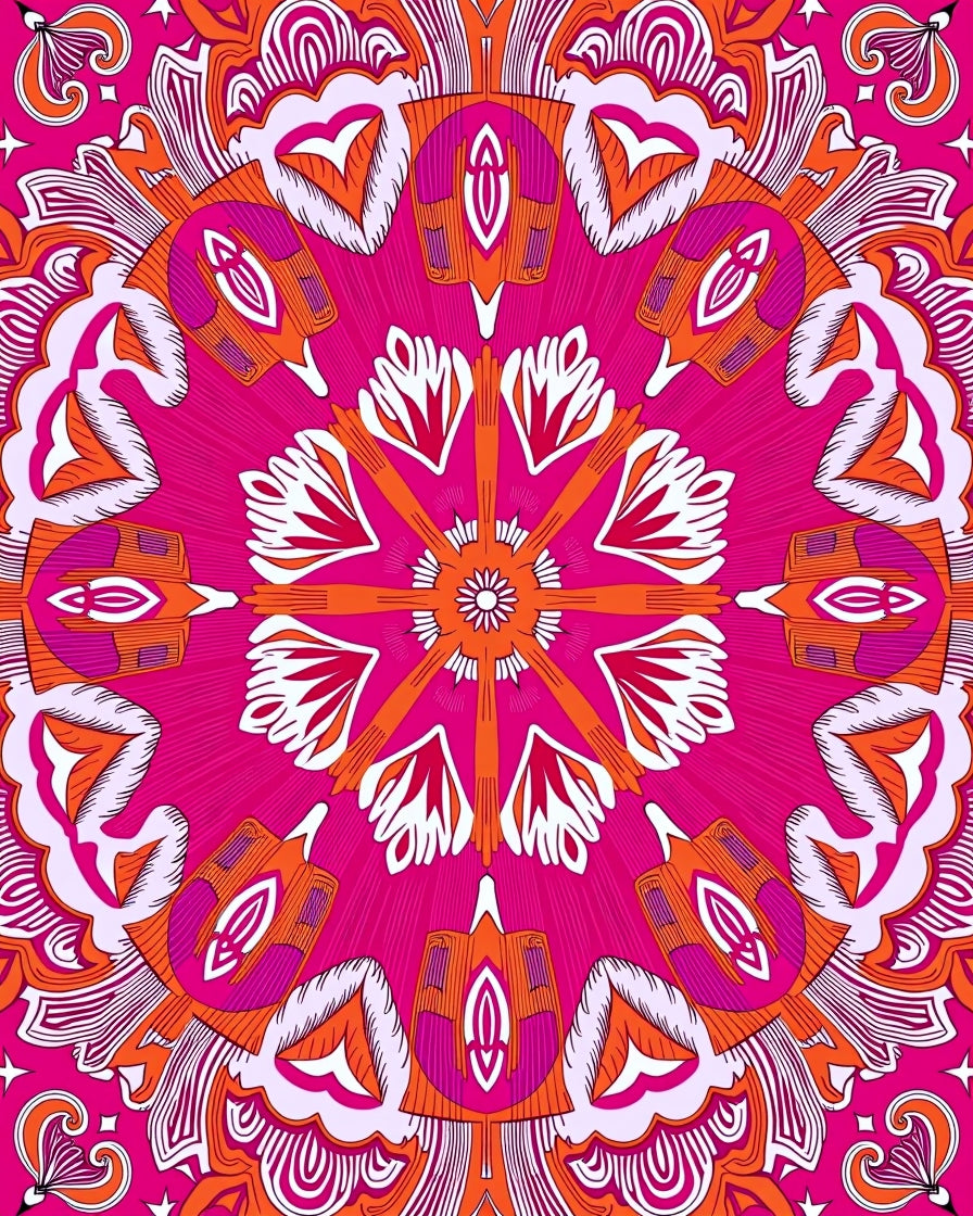 Vibrant Mandala Geometric Pattern Rug