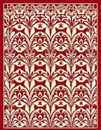 Crimson Cream Floral Patterned Rug