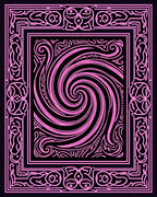 Abstract Pink Swirl Inner Border Rug