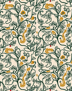 Emerald Ochre Vine Pattern Rug