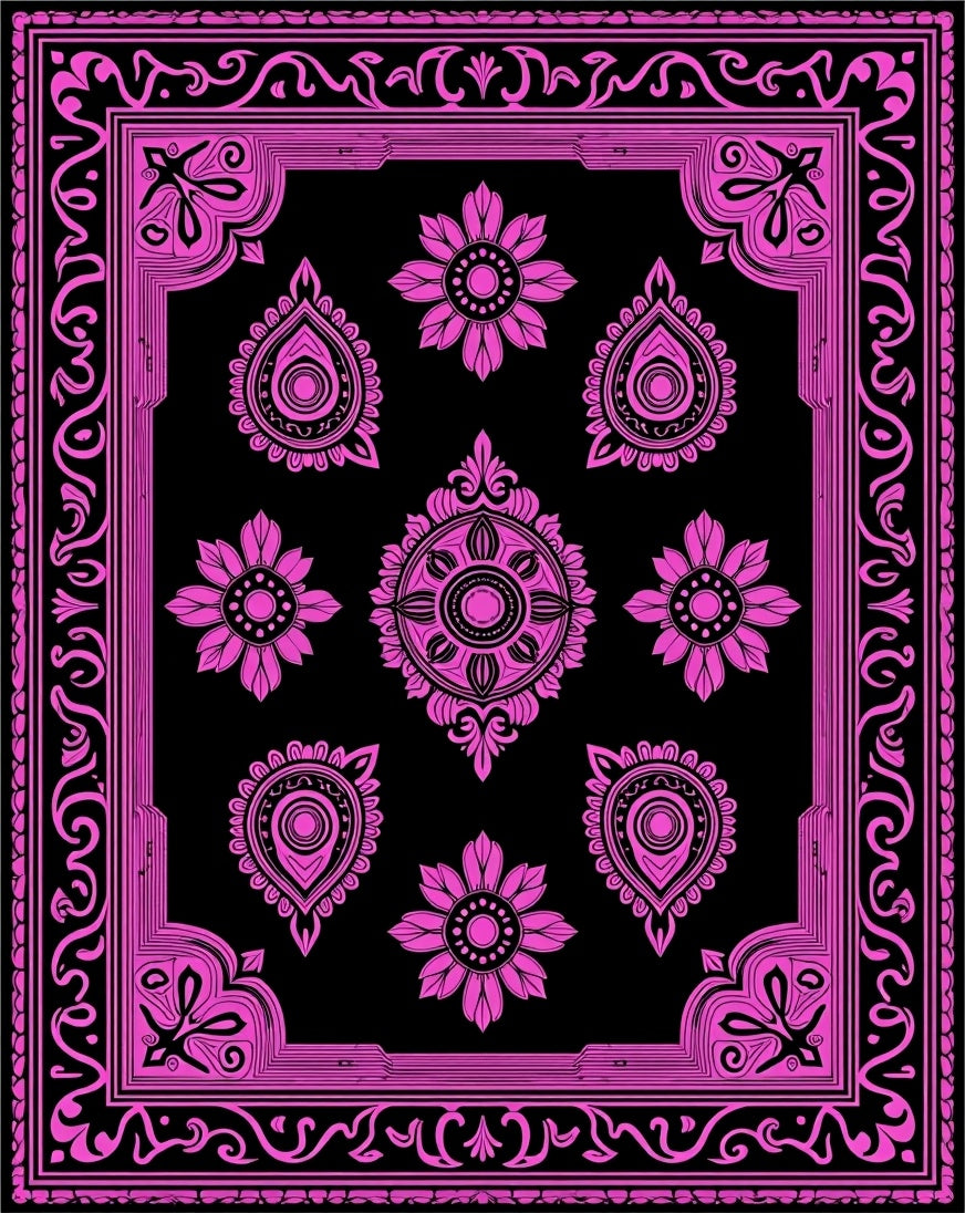 Vibrant Pink Floral Mandala Pattern Rug