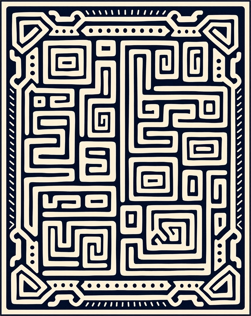 Abstract Maze Geometric Pattern Rug