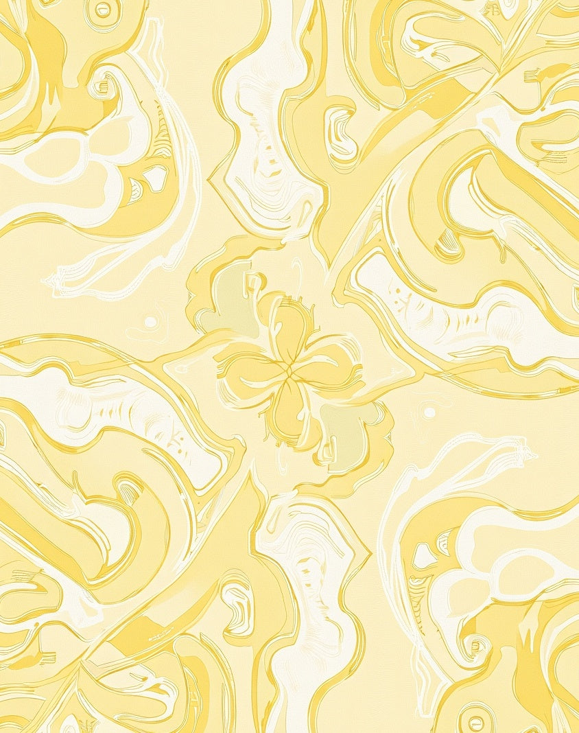 Sunny Yellow Abstract Swirl Pattern Rug