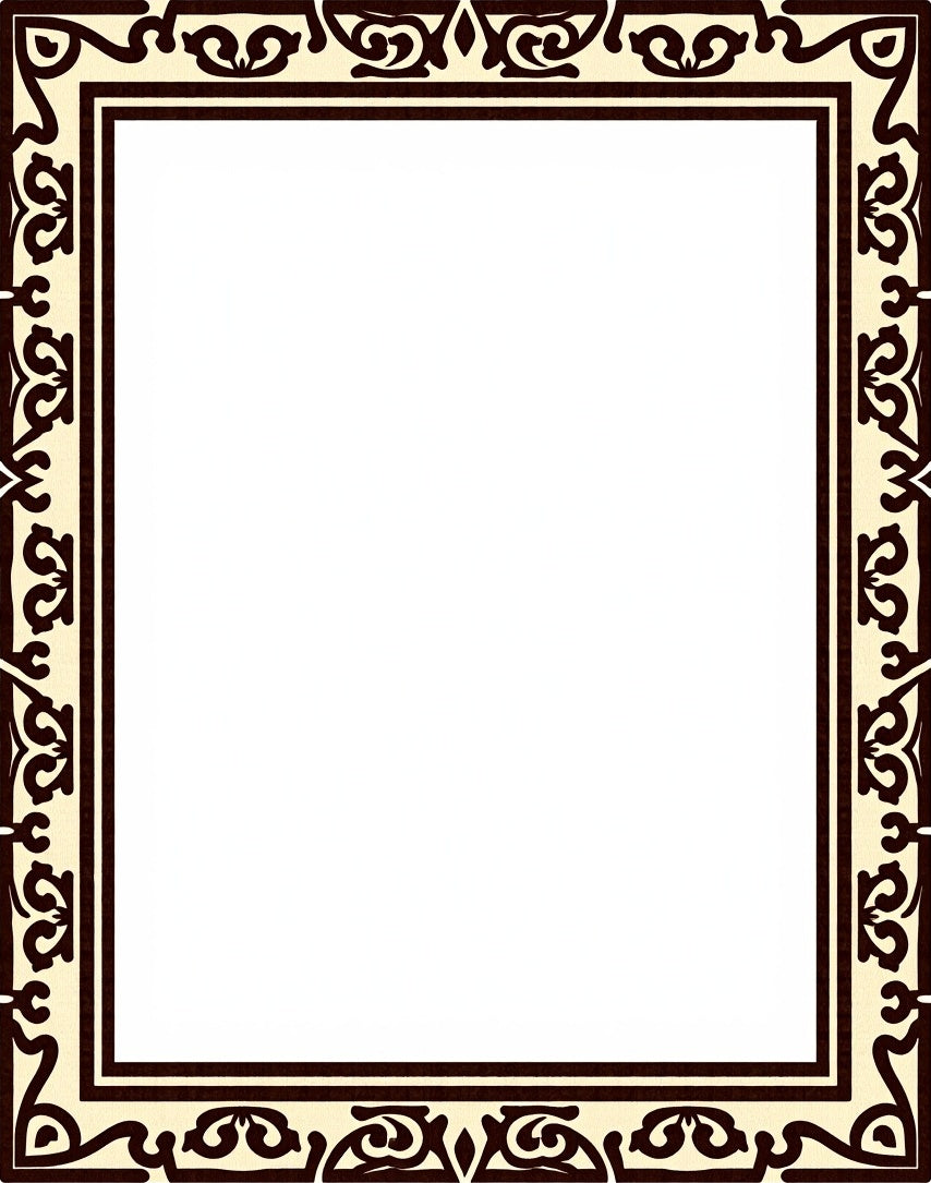 Elaborate Dark Brown Floral Border Design Rug