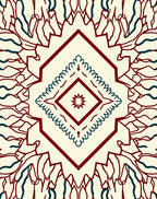 Maroon And Teal Complex Diamond Pattern Rug