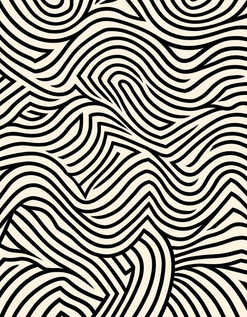Abstract Swirl Black Ivory Pattern Rug