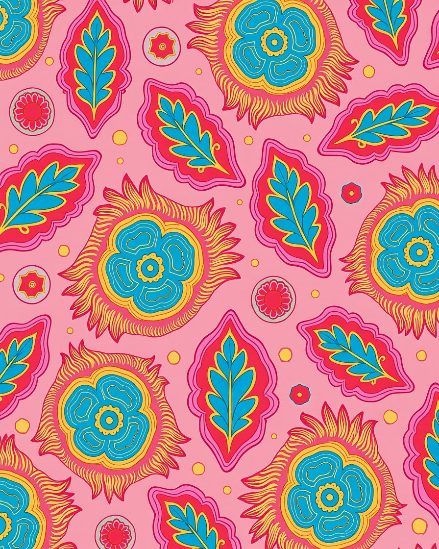 Vibrant Floral Psychedelic Pattern Rug