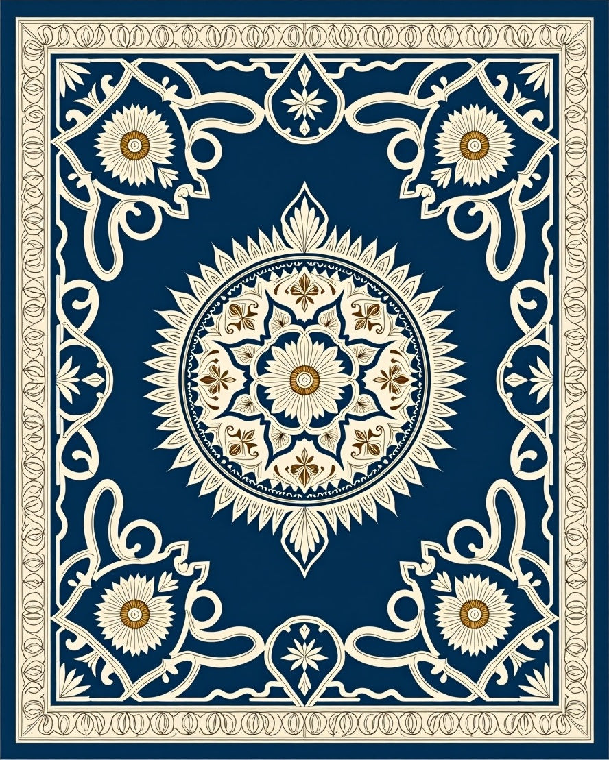 Intricate Floral Medallion Pattern Rug