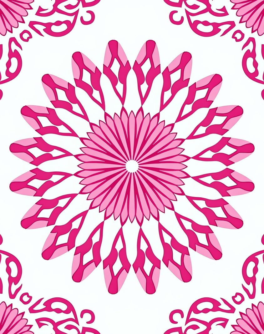 Pink Mandala Flower Pattern Design Rug