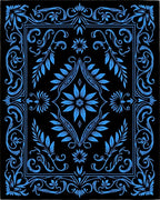 Vintage Blue Floral Frame Pattern Rug