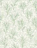 Delicate Green Leaf Vine Scroll Pattern Rug