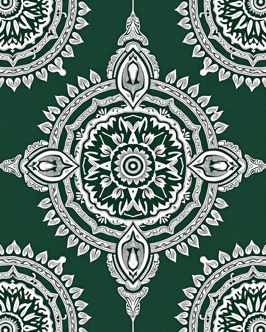 Intricate Floral Mandalas Emerald Rug