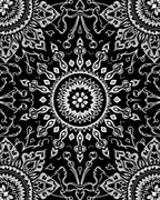 Intricate White Floral Mandala Pattern Rug
