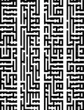 Abstract Black White Maze Pattern Rug