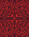 Rich Red Ornate Swirl Pattern Rug