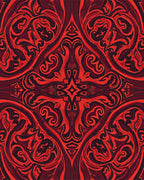 Rich Red Ornate Swirl Pattern Rug