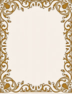 Ornate Gold Floral Scroll Border Rug