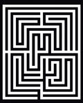 Black White Geometric Maze Pattern Rug