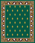 Ornate Green Gold Fleur De Lis Rug