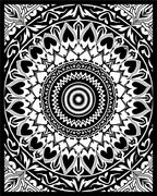 Intricate Black White Mandala Pattern Rug