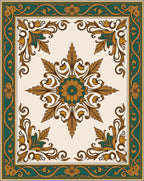 Ornate Floral Border Design Rug