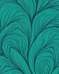 Abstract Teal Wavy Line Design Rug