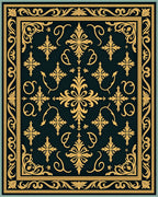 Golden Floral Medallion Pattern Rug