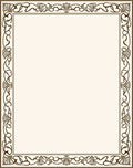 Elegant Brown Floral Scroll Border Design Rug