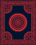 Red Mandala Geometric Frame Rug