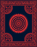 Red Mandala Geometric Frame Rug