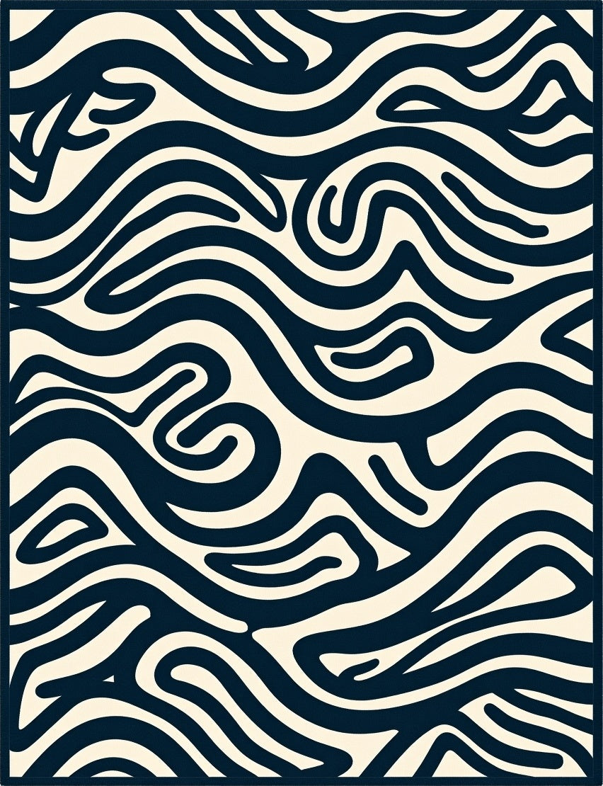 Rivulet Dark Wave Abstract Pattern Rug