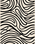 Abstract Wavy Black Line Pattern Rug