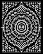 Intricate Black White Mandala Pattern Rug